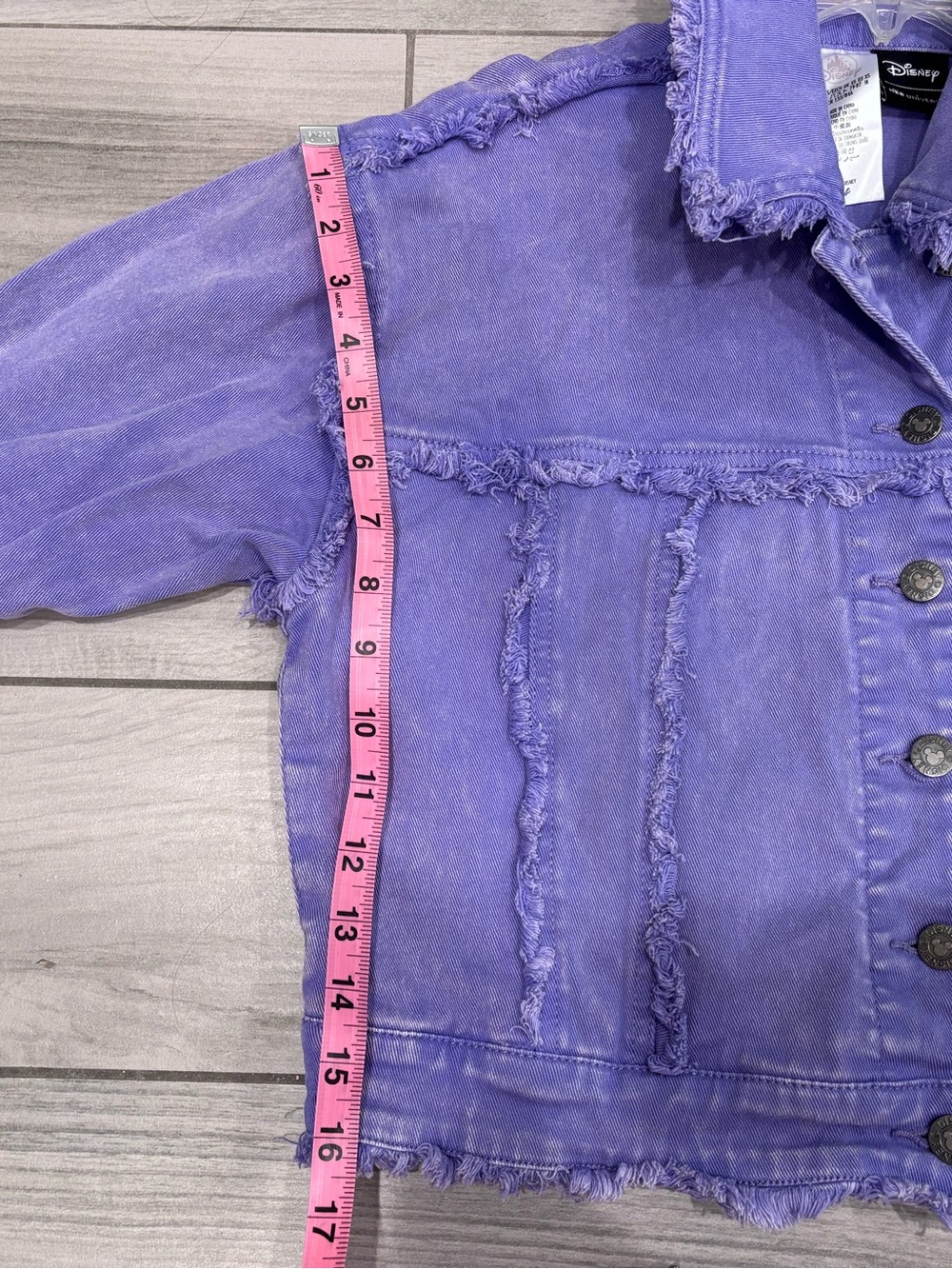 Purple Minnie Mouse Distressed Denim Jacket - Picture 9 of 11